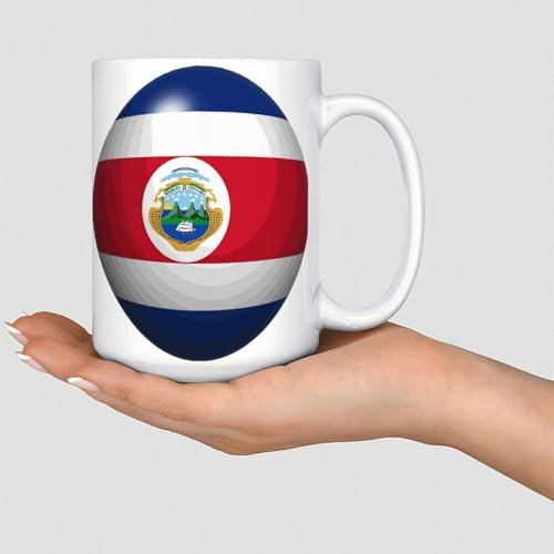 Costa Rica-Kaffeetasse, 425 ml, Weltflagge, Reise-Reise, niedliche Kaffeetassen, Tassen, Vatergeschenke, Vater, Geburtstagsgeschenk, Keramik, Weiß