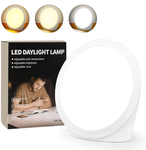Gxpjycfob Lampe de Luminothérapie 10 000 lux, Lampe Luminotherapie Réglable, Simulation de la Lumière du Jour avec 3 Couleurs de Lumière, 6 Temporizadores,5 Intensités Lumineuses Réglables, Sans UV