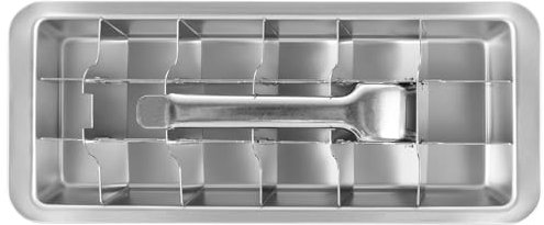 MENIBBLER Stainless Steel Ice Cube Tray, 18 Slot Removable Ice Cube Maker with Handle Easy to Release Ice Cube Tray Detachable Freezer