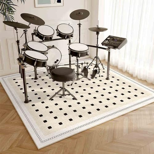 Schlagzeugteppich Schlagzeug Teppich Schallschutz Teppich rutschfest Schalldicht Drum Teppich Trommelteppich Trommel Teppich Trommelzubehör für elektrische Trommeln, Jazz-Schlagzeug-Set 120 x 100 cm