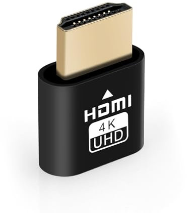 AXFEE 1 Pieza Emulador de Pantalla, Dummy Plug HDMI 4K Emulador, HDMI Dummy Plug Headless Ghost Display, para Gestión Remota PC, Compatible con hasta 3840 x 2160 a 60 HZ, Negro