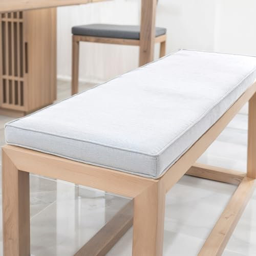 YFHT Bankauflage 90x50x5cm waschbares Bankkissen aus Leinen mit Rutschfester Unterseite und Paspel, Sitzkissen für Gartenbank, Terrasse, Innen Fensterbank, Flurbank, Rattanstühle usw