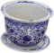 iplusmile Pot De Fleurs en Porcelaine Bleu Et Blanc Pot De Fleurs avec Plateau Casserole Succulent Porcelaine Cache-Pot Bleu Et Blanc Casserole De Cactus Terre Cuite Argile Petit Céramique