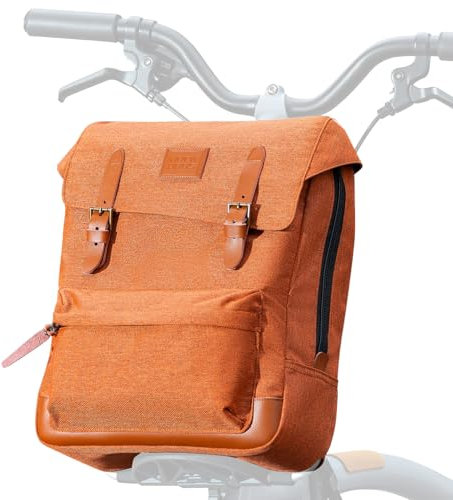 ROCKBROS Fahrrad Lenkertasche Rucksack Für Brompton Faltrad Fahrradtasche mit Laptopfach für Damen und Herren, Orange
