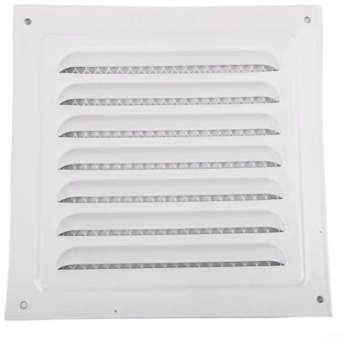 Rejilla de ventilación moderna de 15 x 15 cm para un flujo de aire eficiente en el hogar y la oficina con cubierta protectora de acero inoxidable (1 unidad), color blanco