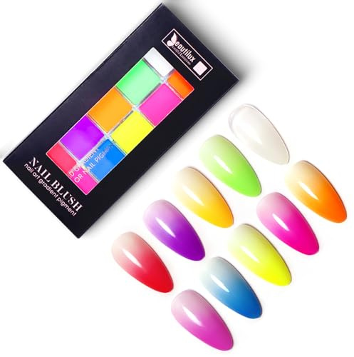 Beautilux 12 Couleurs Poudre, Nail Art Poudre Ongle Solide Decoration Ongles Nail Art pour Manucure Ombrée (NP6-01)