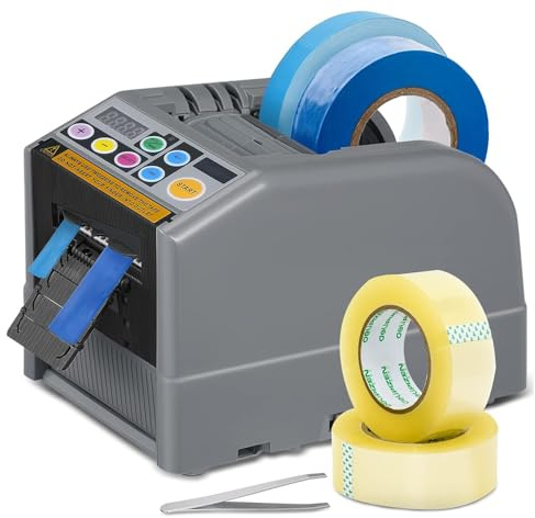 Yigowyigo Automatischer klebebandabroller, Verbesserter Automatische Elektrischer Bandspender mit Silikongetriebe für Bandbreite 6-60mm, Länge 999mm MAX, Elektrischer Klebeband-Schneider für Büro