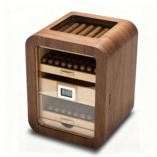 SHEUAO Humidor Schrank,Humidor Kleiner & Zigarren-Humidor,250 * 240 * 325mm,Nettogewicht 5,0kg,Integrierter Genauer Elektronischer Feuchtigkeitsmesser,Für Büros Oder Kleine Wohnungen A-Withskylight