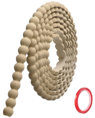 Hengrongshen Modanatura Adesiva per Pareti Legno (3M x 20mm) Cornice Adesiva in PVC Flessibile, Verniciabile, con Bordo a Perle 3D per Boiserie, Bordo Decorativo per Mobili, Specchi e Piastrelle