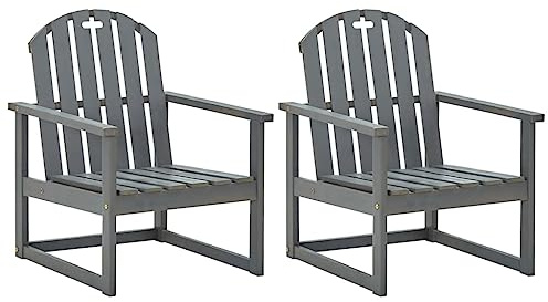 Tonture Garten-Armlehnstühle 2er-Set, Grau, aus massivem Akazienholz, 60x63x79 cm, robuste Outdoor Stühle für Balkon und Terrasse