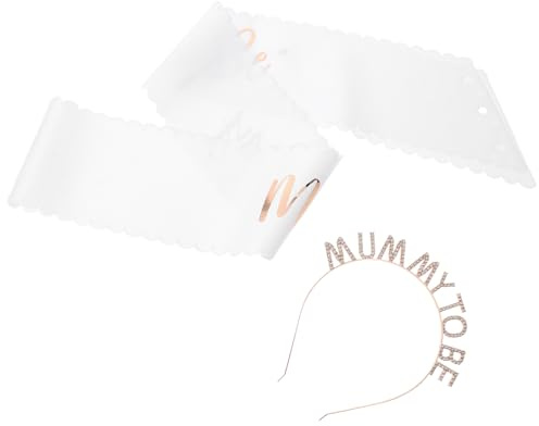 DECHOUS Mom To Be Schärpe und Glitzerndes Haarband Roségold Satz für Werdende Mütter Babyparty Accessoire mit Weichem Schultergurt Haarschmuck für Schwangerschaft und Fotobox