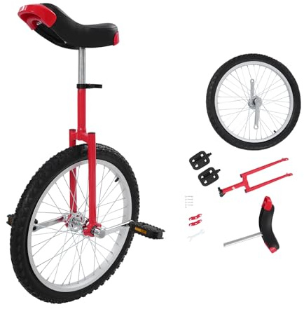 ROGONPDK 20-Zoll-Einrad, Einrad mit 2 Pedalen, Erwachsene-Einrad, Höhenverstellbares Einrad, Outdoor Einräder, für Büroangestellte, Radsportbegeisterte und Andere (Rot)