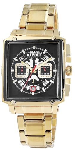 Raptor Damen Armbanduhr Analog in Gold, Gesamtlänge 23.5 cm, Edelstahlarmband – 3 ATM