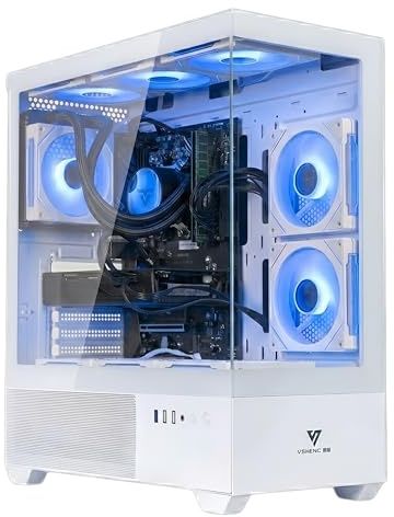 Evounic Desktop PC Computer,Ryzen 5 3500X,Radeon RX580 8GB Graphics,16GB DDR4 RAM,512GB NVMe SSD,Wi-Fi 6,Bluetooth 5.4, 650W PSU,Windows 11,RGB Keyboard & Mouse,Liquid Cooling Gaming PC