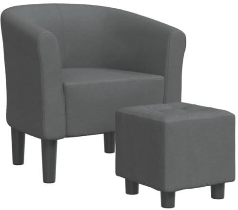 Mhdvray Fauteuil club gris foncé avec repose-pieds - 70 x 56 x 68 cm - Housse en tissu 100 % polyester - Structure en bois de pin - Fauteuil de salon moderne pour salon, chambre à coucher, bureau