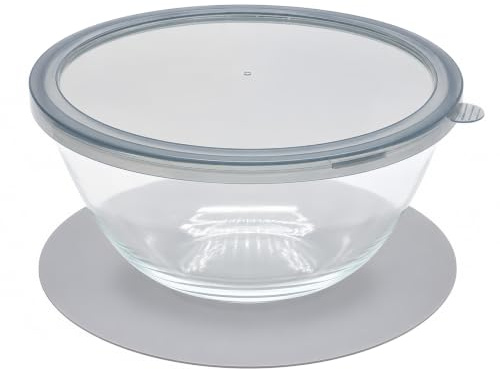 Macjiale Large Glass Bowl for Sourdough Bread Making, 4.7qt Glass Mixing Bowl with Lid, Clear Glass Salad Bowl for Kitchen, Bread Storage, Cooking