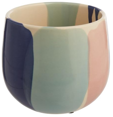 BUTLERS Blumenübertopf ø 13 cm Steingut - SINTRA - | Farbe Blau - Schlichte Form - Für Zimmerpflanzen, Sukkulenten & Kakteen - Dekoration für Fensterbank, Beistelltisch & Balkon