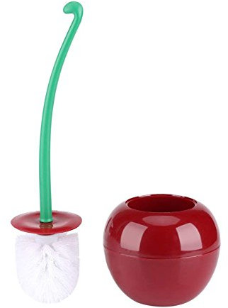 Fdit Kirsche Toilettenbürste Reinigungsbürste WC-Reinigungsbürsten WC-Bürstengarnitur Klobürste Kirsche Toilet Brush Langer Griff Gebogene Bürste mit Halter für Badezimmer