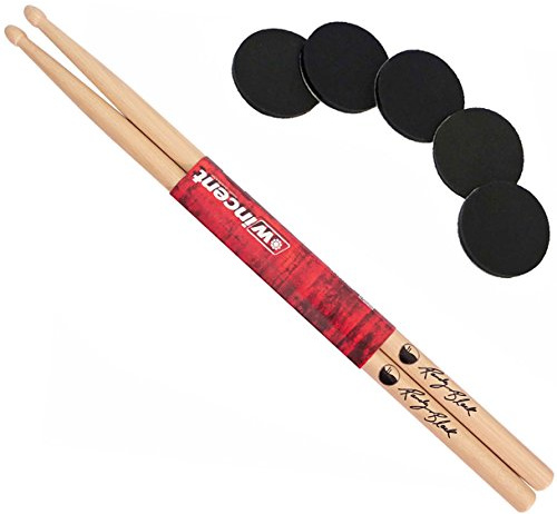 Wincent Randy Black Signature Drumsticks + keepdrum Damper Pads