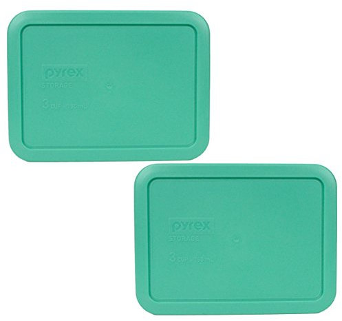 Pyrex 7210-PC 3 Cup Green Rectangle Plastic Food Storage Lid - 2 Pack