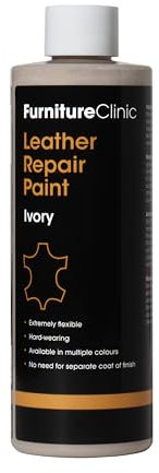 Furniture Clinic Leather Repair Paint & Dye | Self Seal Colourant for Quick and Easy Leather Repair | Suitable for Sofas, Car Seat, Shoes, Handbag, and More - Ivory, 500ml