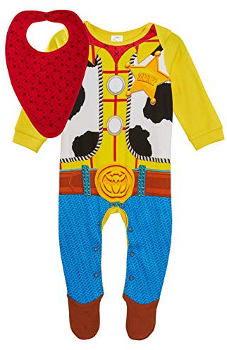 Disney Baby Boy Toy Story 4 Sheriff Woody Strampler + Bandana-Lätzchen, Geschenkset Gr. 12-18 Monate, multi