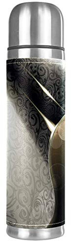 Botella de agua de acero inoxidable con diseño retro vintage a prueba de fugas, termo aislante para bebidas calientes y frías, 500 ml, para oficina, escuela, viajes