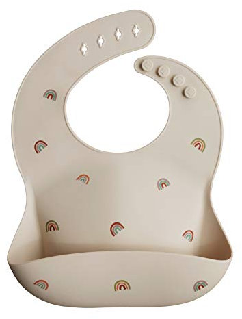 mushie silikon bib für Kinder | Lätzchen mit Auffangschale | BPA frei wasserdicht | Abwaschbar Lätzchen mit verstellae Passform | Sichere & Hochwertige für Kleinkinder & Baby | Rainbow
