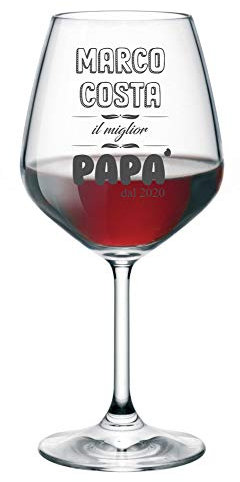 Calice da vino personalizzato con nome incisione festa del papà (nome) il miglior papà dal (anno) - idea regalo papà - regali originali - bicchiere in vetro chiaro, ca 500ml