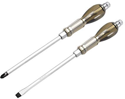 sourcing map PH2 Phillips / 1/4-Inch Slotted Magnetic Impact Screwdriver Set of 2 Pieces with 5-Inch Cr-v Shaft and Hex Strike Cap