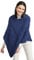 Irish Knit Poncho für Damen, superweiche Merinowolle, dreieckige Strickjacke, hergestellt in Irland - Blau - Einheitsgröße