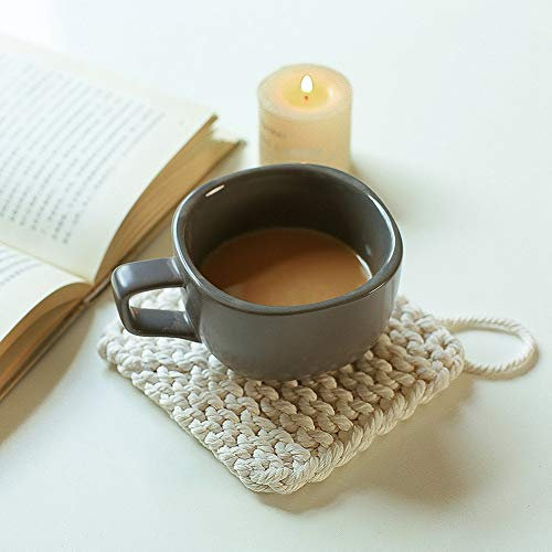Herbests Untersetzer 2er Set Gewebte Untersetzer Handgefertigte Tischsets Baumwolle Böhmische Makramee Glasuntersetzer Platzdeckchen hitzebeständige Tischmatten für Gläser Getränke Kaffee Teller