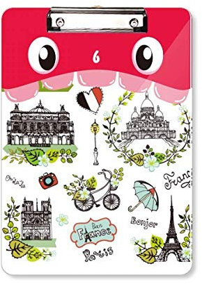 Spring Eiffel Paris Frankreich Graffiti Mouth Klemmbrett Ordner Aktenblock Trägerplatte A4