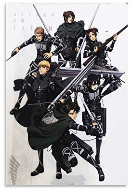 Anime-Poster Attack on Titan Manga Aot Leinwand-Kunst-Poster und Wandkunstdruck, modernes Familienschlafzimmer, 20 x 30 cm