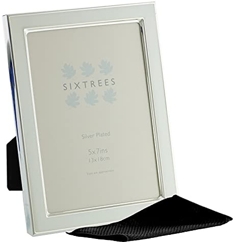 Kew Sixtrees 2-684-57 Silver Plated and White Enamel 7x5 inch Photoframe complete with Microfibre Polishing Cloth (White, 7x5 inch)