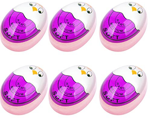 Egg Timer Sensitive Hard & Soft Boiled Color Changing Indicator Tells When Eggs are Ready (Purple 6 Pack)