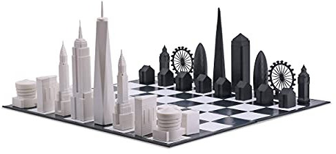 Skyline Chess - Juego de Ajedrez Arquitectónico: Londres vs Nueva York (Edición Especial, 2 Jugadores, 14+) con Tablero Plegable y Caja de Presentación