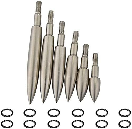 SHARROW 12 Stück Bogenschießen Bullet Field Points 100/125/150/200/250/300/350 Grain Pfeilspitzen Einschrauben Broadheads Zielschießen Jagdpfeilspitze (250 Körner, Silber-)