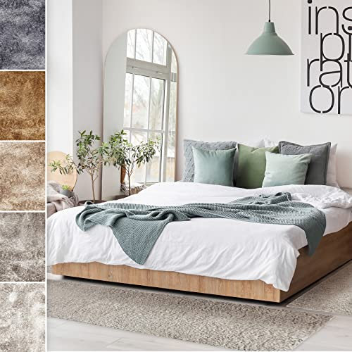 KARAT Flokati Bettumrandung - Elite - Flauschig weicher Flokati-Flor - 1 Läufer + 2 Teppich-Brücken (B: 80 cm | L: 1 x 300 cm & 2 x 150 cm, Hellbeige)