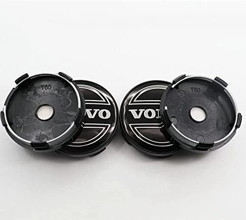 KOUNNENA 4 Stück Radnabenkappen Nabendeckel Felgendeckel Felgenkappen Radnabenabdeckung Radkappen 60mm für Volvo S40 S60L S80L XC60 XC90
