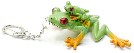 Miniblings Rotaugenlaubfrosch mit Baby Frosch grün - Handmade Modeschmuck I Anhänger Schlüsselring Schlüsselband Keyring