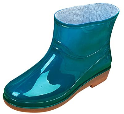 Stivali di gomma da donna colorati economici elastici larghi antiscivolo stivali da pioggia corti colorati stivali Wellington stivali impermeabili semi-alti imbottiti alti stivali di gomma