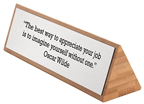 ViroEco Bamboo Wedge Sign from ViroDisplay® – Eco-Friendly Customisable Desktop Sign – 210 x 55 x 50mm