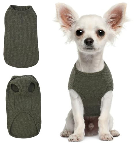 Hjumarayan Hundepullover Kleine Hunde - Hundeshirt Dünn Hunde Pullover Sonnenschutz Tshirt Elastisch Hundepulli Gestreifte Shirt Pullis für Chihuahua Yorkshire Terrier (Grün XXS)