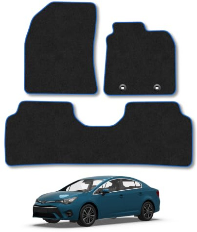 Fits Toyota Avensis (2009-2018) Carpet Car Floor Mats | Tailored Fit Carpet Floor Mats non Slip Red Trim Full Coverage Compatible Accessory Front Rear Anti Slip Granulated Backing