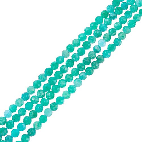 nbeads Ca. 226 Stück 3~3.5 mm Mikro Facettierte Edelsteinperlen, Russland Amazonit Perlen Naturstein Perlen Vorhang Perlen Lose Perlen Für Halskette Armband Schmuckherstellung, Bohrung 0.3 mm