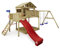 WICKEY Spielturm Klettergerüst Smart Peak mit Schaukel & Rutsche, Stelzenhaus mit Sandkasten, Kletterturm für Kinder, Kletterleiter & Spiel-Zubehör - rot
