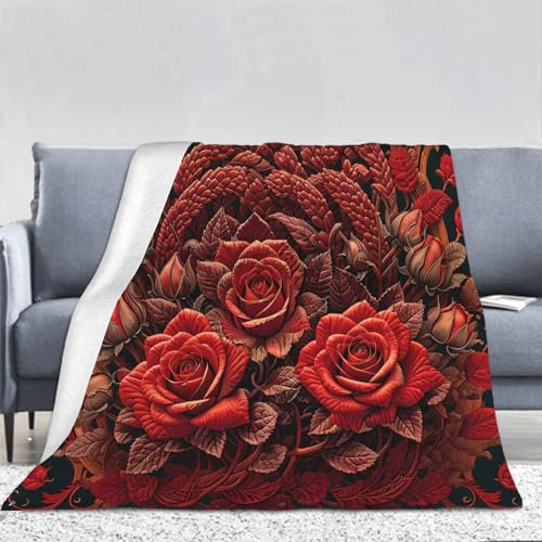 3D Rose Blume Kuscheldecke Flauschig Flanell Kunstwerk Decken Wohndecke Flanelldecke Sofadecke Couchdecke Geschenke für Kinder Erwachsener Decke 180x200cm