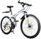 OUKANING 26 Zoll Mountainbike Klapprad Erwachsene Kohlenstoffstahl Faltrad Für Herren, Jungen, Mädchen Und Damen, 21 Gang, Sensible Doppelbremse, Geschenk (Typ C: Schwarz+Weiß+Blau)
