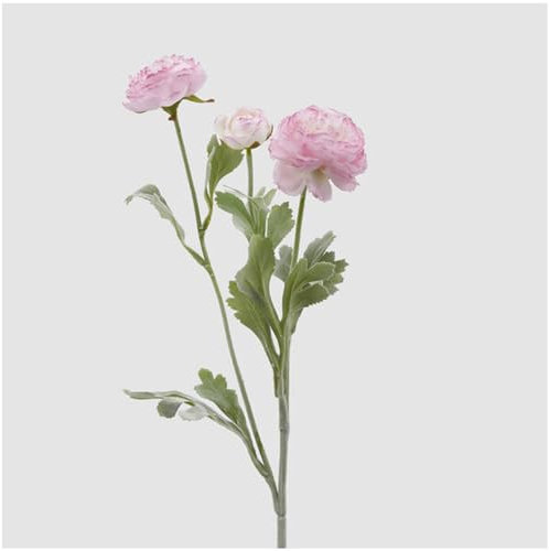 EDG - Enzo de Gasperi Künstliche rosa Ranunkelzweigpflanze mit Blättern, realistische Kunstblume für Dekorationen, H50 cm